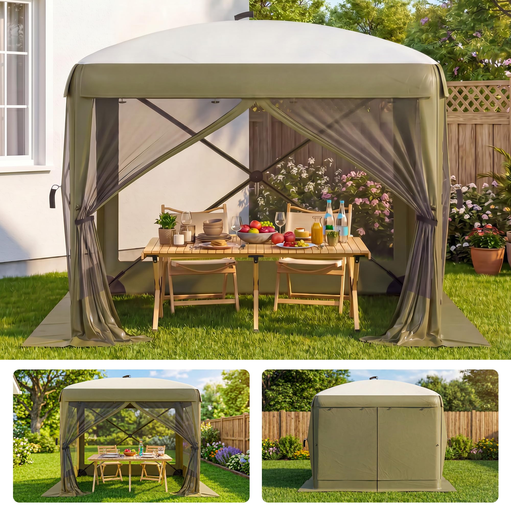 Outdoor Adventure Tent - Tenda a sospensione esagonale pop-up spaziosa