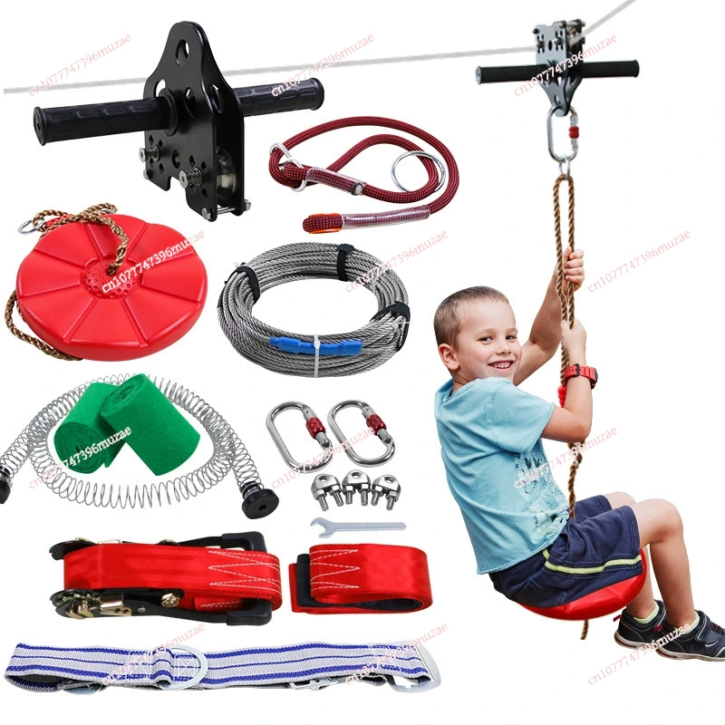 Outdoor Adventure Ziplines & Waterfall - Kit Zipline per Bambini con Cavo