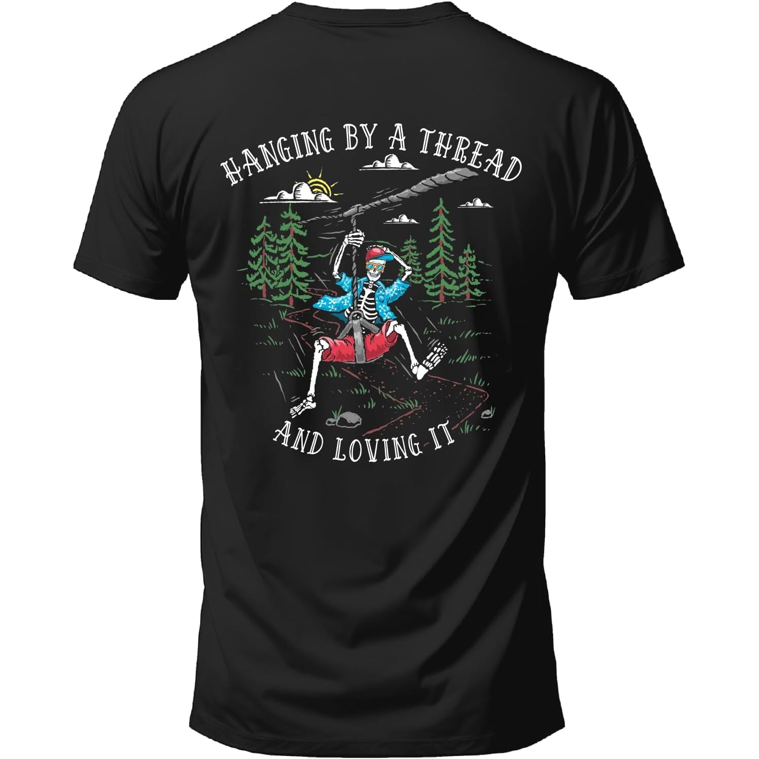 Outdoor Adventure Ziplines & Waterfall - T-shirt con grafica Hanging By A