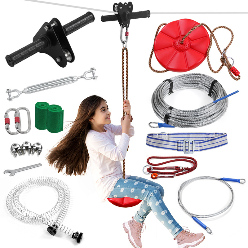 Outdoor Adventure Ziplines & Waterfall - Kit Zipline per Bambini con Sedile