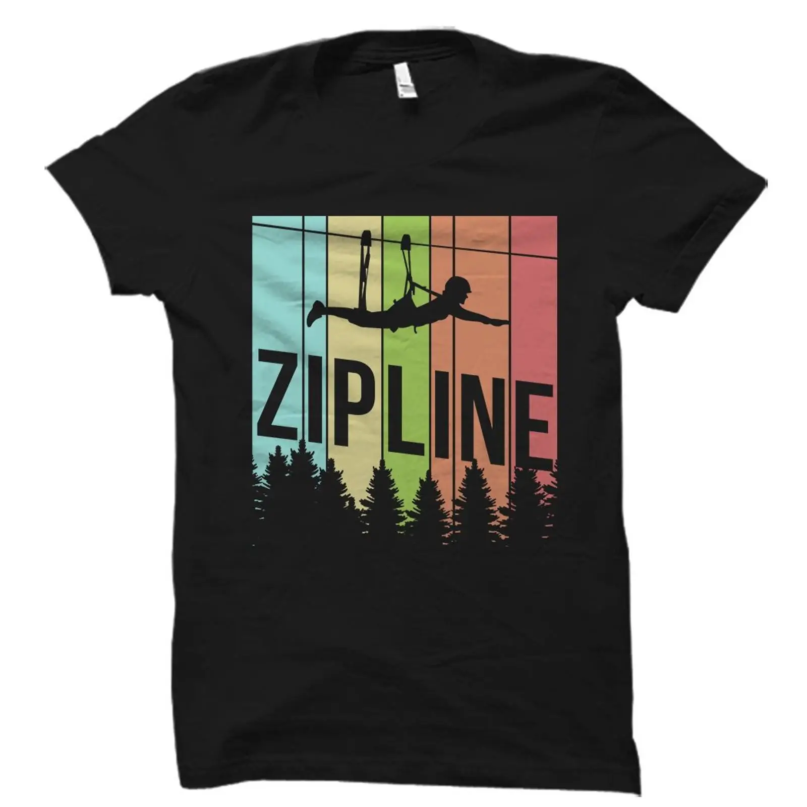Outdoor Adventure Ziplines & Waterfall - T-shirt Vintage Retro Zipline per Appassionati